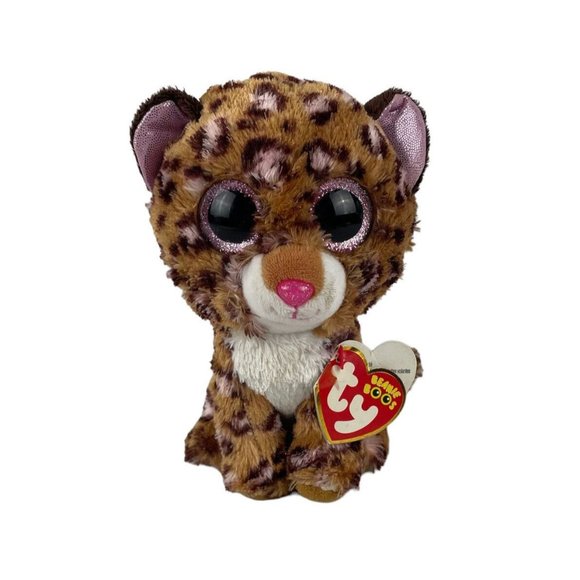 Ty Beanie Boos Patches 6" Plush Leopard Jaguar Cat w/Tags Pink Sparkle Big Eyes - Picture 1 of 7